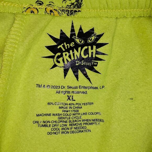 New with tags Grinch Sweatpants Lounge pants Size XL Drawstring Waist 15-18 - Picture 4 of 8